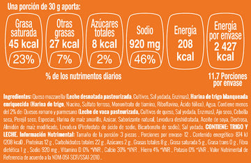 Dedos de queso mozzarella nutritional facts