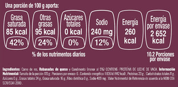 Hamburguesas de res con queso nutritional facts