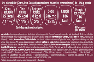 Hamburguesas de res sliders nutritional facts
